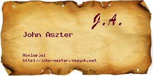 John Aszter névjegykártya